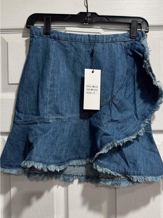 Dance & Marvel Dresses & Skirts - Dance & Marvel Denim Asymmetrical Ruffle Skirt - Blue